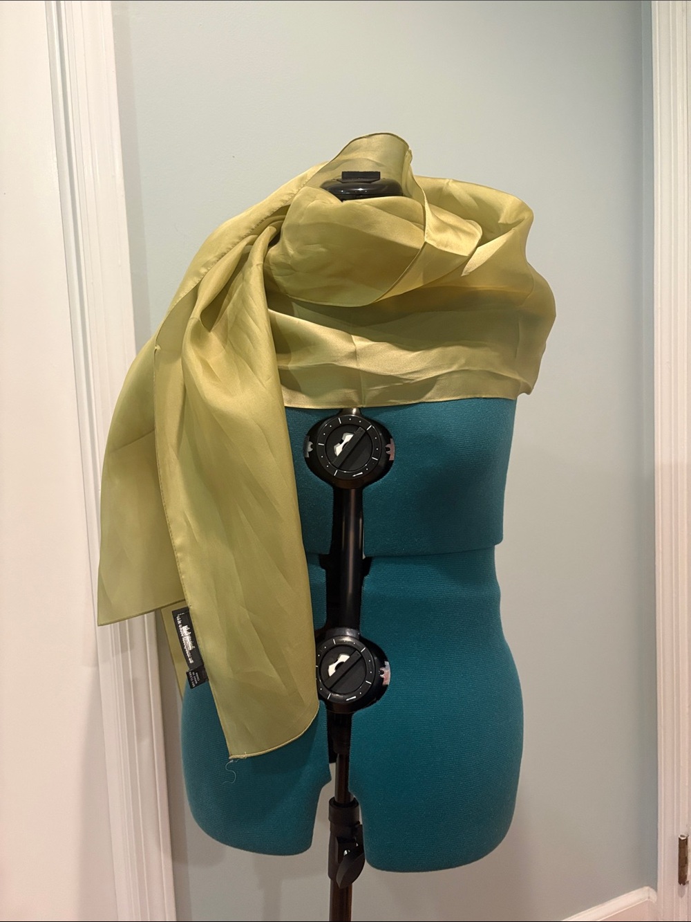 Silk Wrap Scarf in Light Olive Green - from the Metropolitan Museum of Art, NYC.